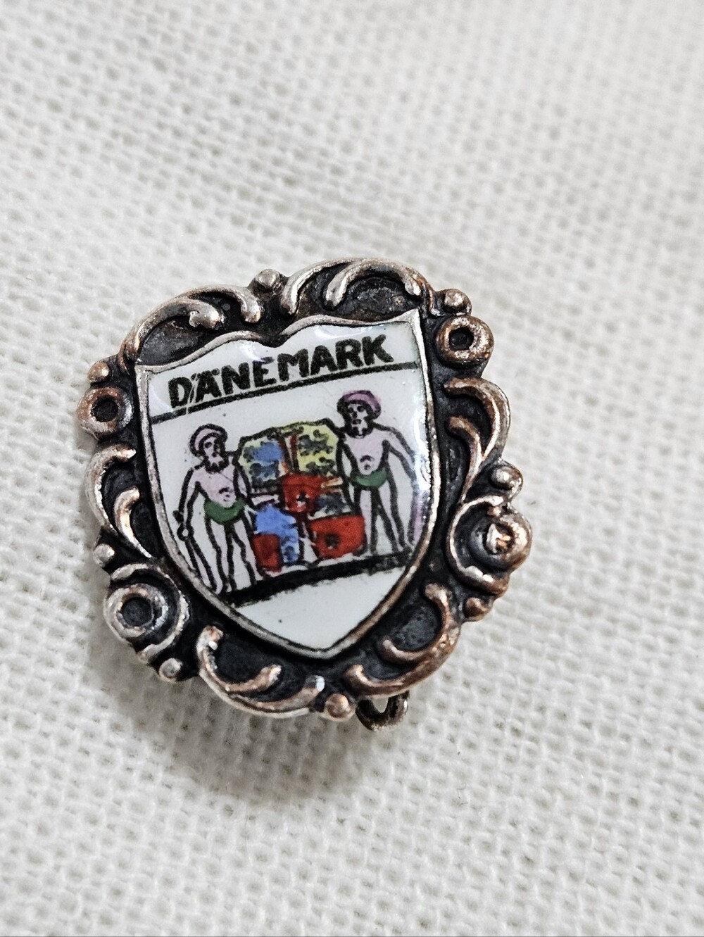 Vintage Silver-tone Danemark Souvenir Hat Pin Denmark Travel Collectible